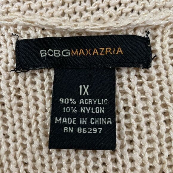 BCBGMaxAzria Cream Open Knit V-neck Sweater - Picture 9 of 11